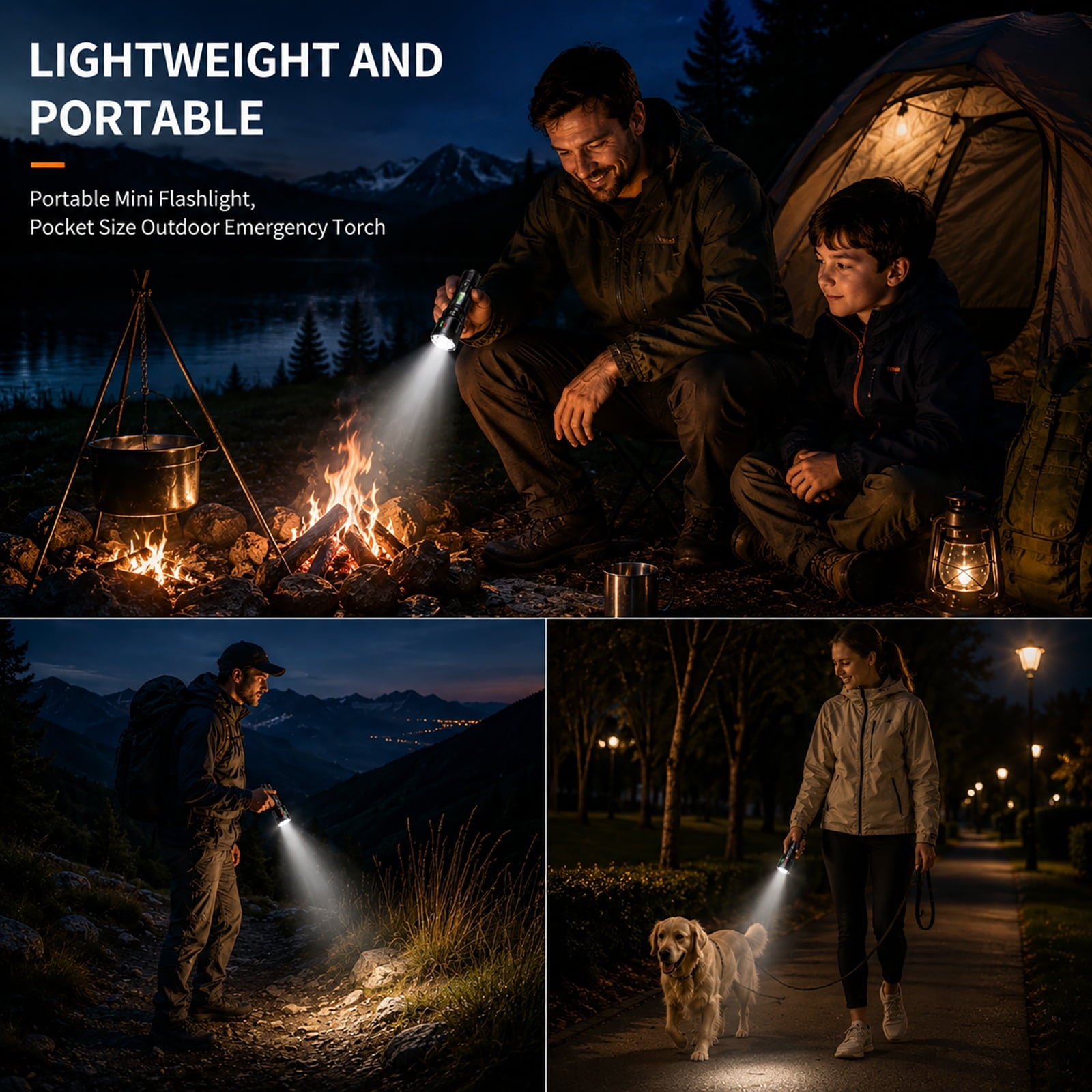 Rechargeable Flashlight with COB Work Light, High Lumen LED Flashlight with Digital Power Display, Dual Switch, IPX6 Waterproof, 3000mAh Battery & Bonus Mini UV Flashlight