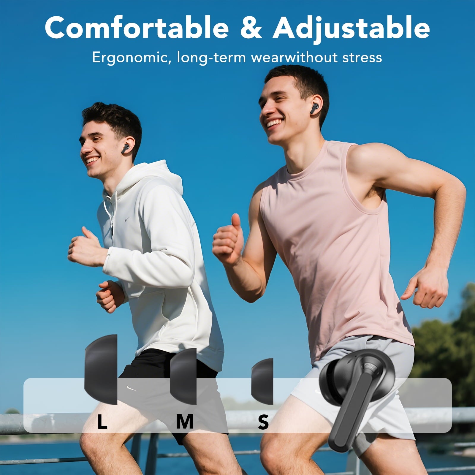 Touch Screen Wireless Earbuds Bluetooth Headphones with 50H Playtime, Noise Cancelling Headphones with Mic IPX7 Waterproof in Ear Earphones for Pad Android/iOS Phones Gifts for Women Men, Black