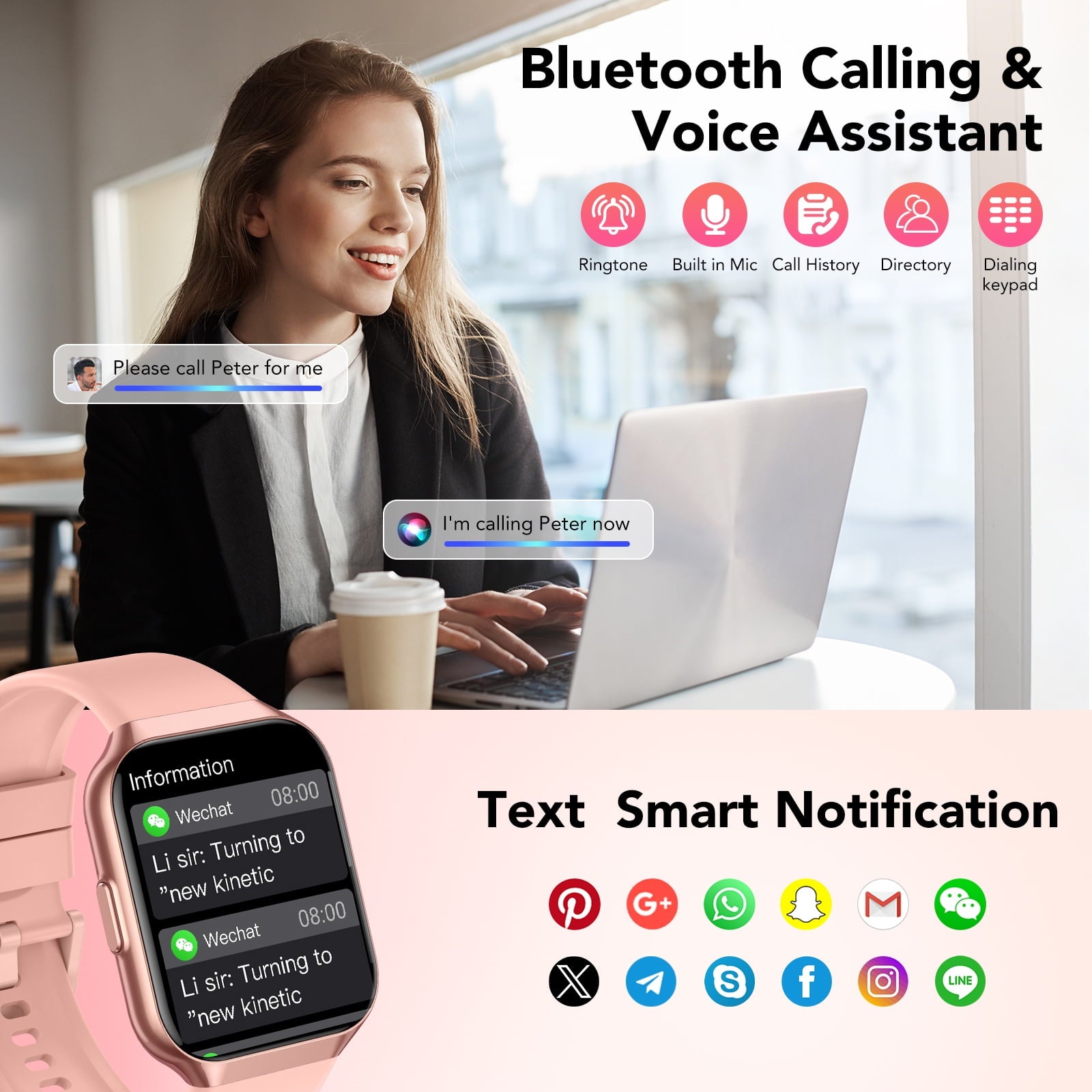 2026 NEW Smart Watch, 1.96''HD Screen SmartWatch for Men Women's, Answer/Make/Message, 100 Sports Modes, IP68 Waterproof Fitness Tracker Compatible with Android and iPhone, Holiday Gifts,Pink
