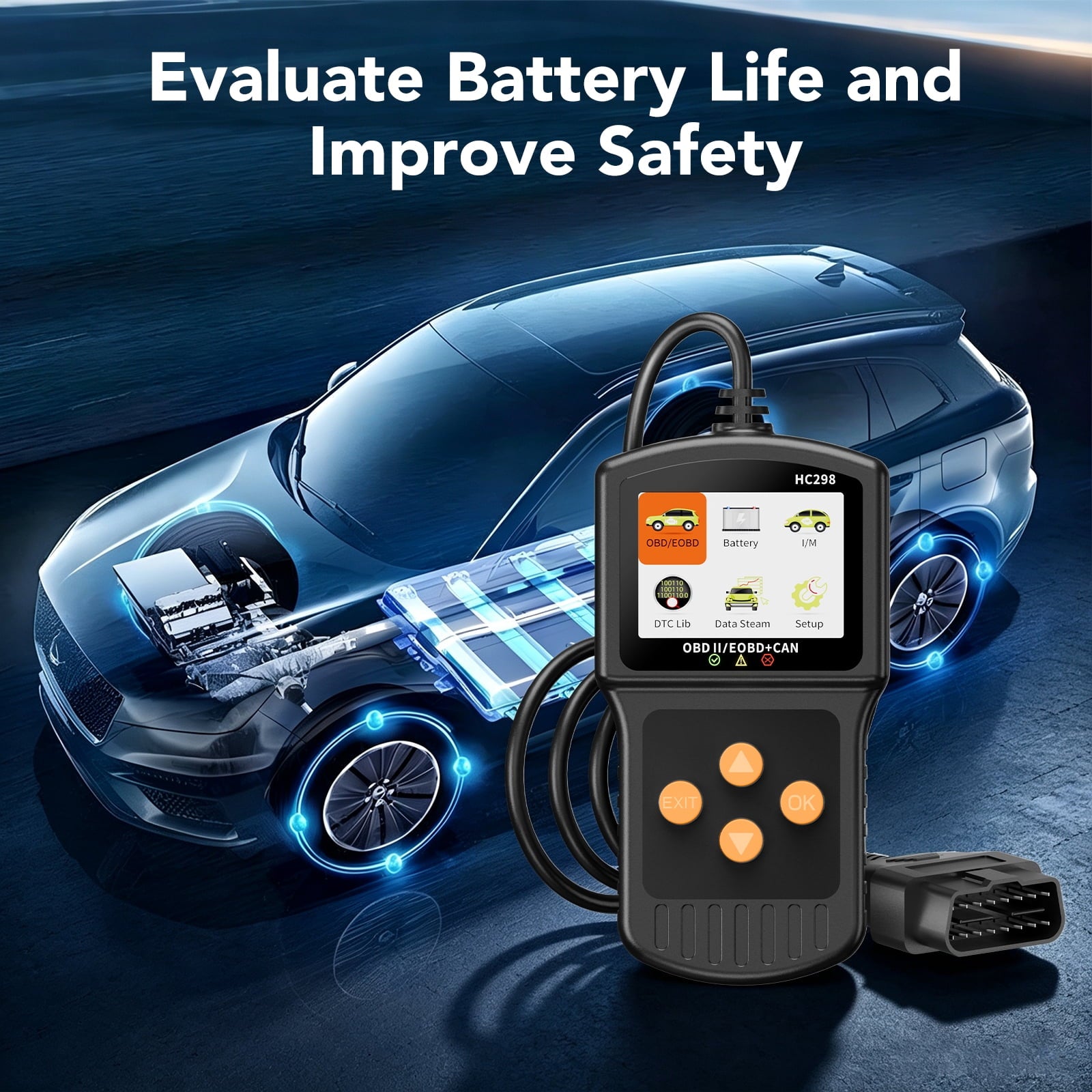 OBD2 Scanner, Car Code Reader, Auto Diagnostic Tool for Check Engine Light, Car Scanner for All Vehicles since 1996, Black