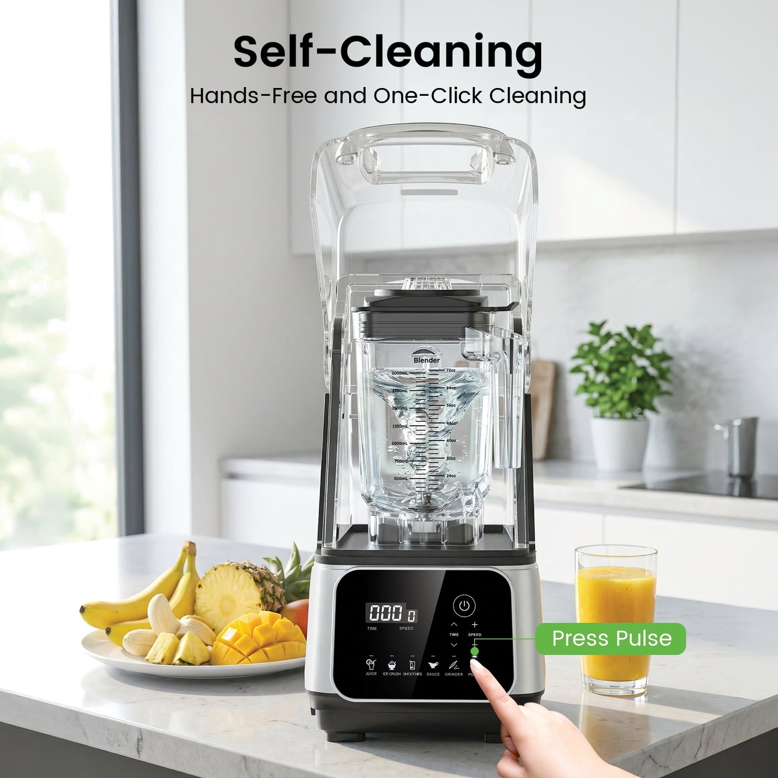 Friwest Professional Commercial Blender, 2400W High Power Smoothie Blender with 68oz, 6-Speed Control & Pulse, Ice Crushing Blender for Frozen Drinks