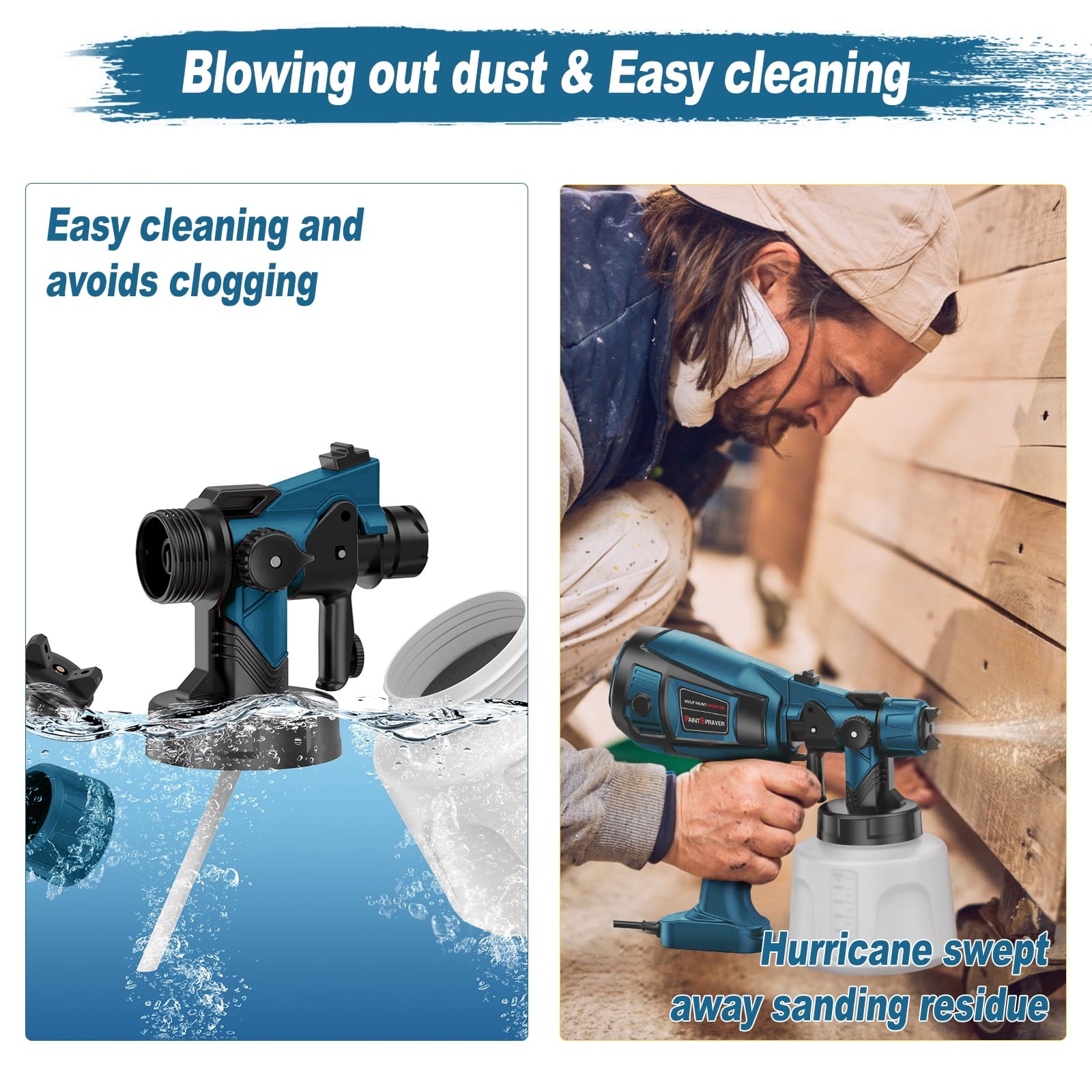 Purevigil Paint Sprayer 1000W HVLP High Power Electric Spray Paint Gun 1400ml High Capacity Container Easy to Clean for Home Interior, House Painting and Exterior