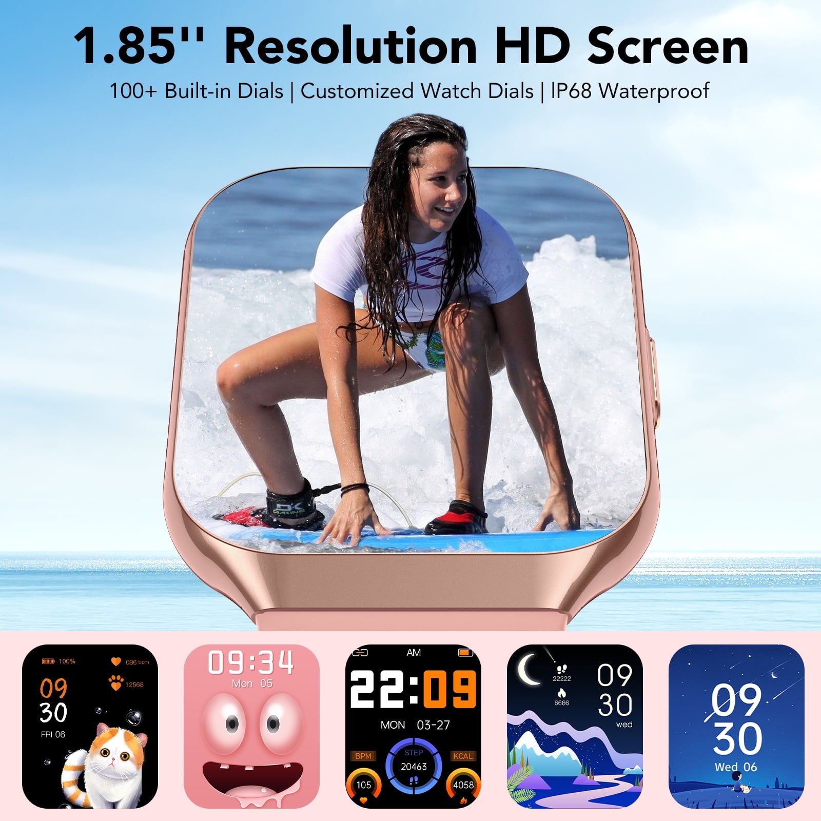 2026 NEW Smart Watch, 1.96''HD Screen SmartWatch for Men Women's, Answer/Make/Message, 100 Sports Modes, IP68 Waterproof Fitness Tracker Compatible with Android and iPhone, Holiday Gifts,Pink