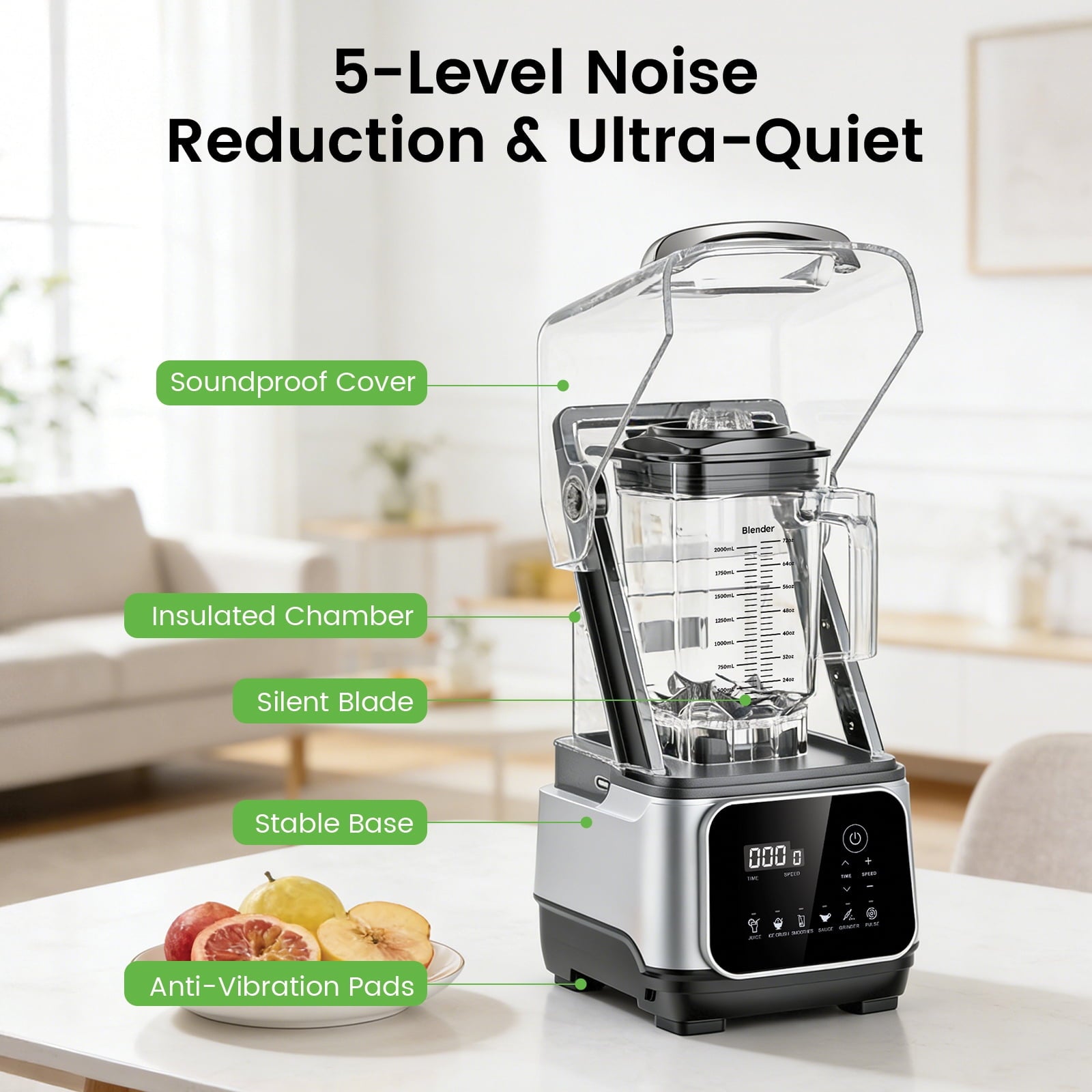 Friwest Professional Commercial Blender, 2400W High Power Smoothie Blender with 68oz, 6-Speed Control & Pulse, Ice Crushing Blender for Frozen Drinks