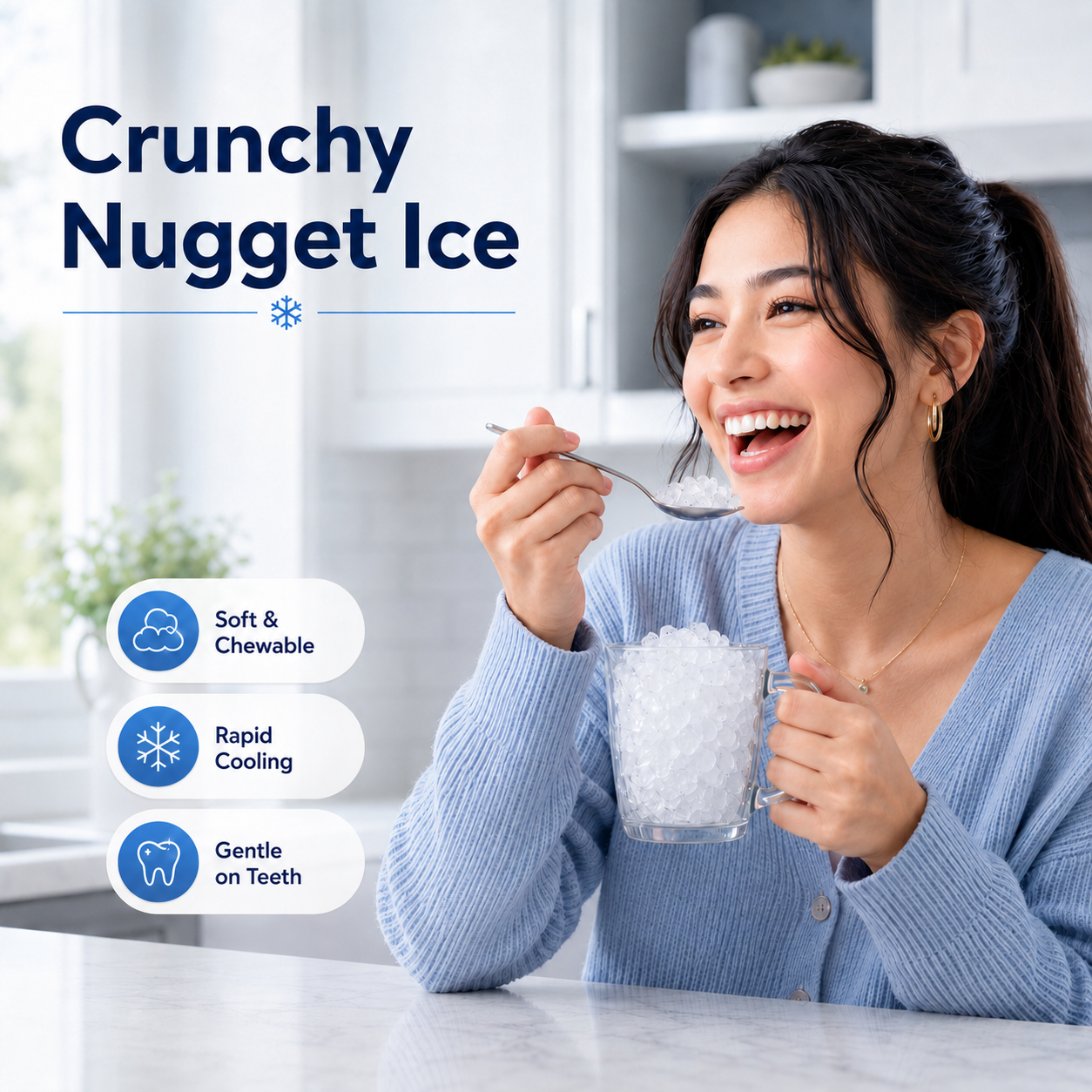 Friwest Nugget Ice Maker Countertop, 35lbs/24H Portable Sonic Ice Machine with Self-Cleaning, Chewable Pellet Ice Maker for Home Kitchen Office RV, Stainless Steel