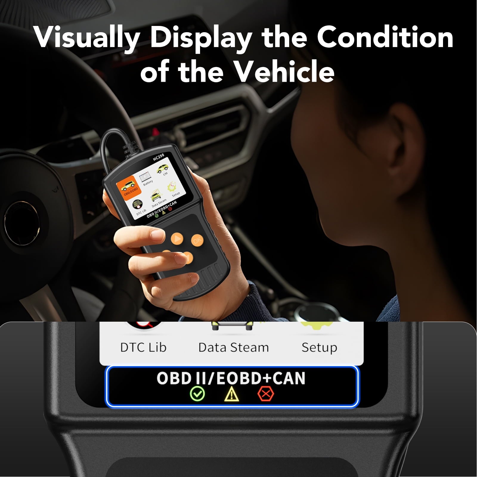 OBD2 Scanner, Car Code Reader, Auto Diagnostic Tool for Check Engine Light, Car Scanner for All Vehicles since 1996, Black