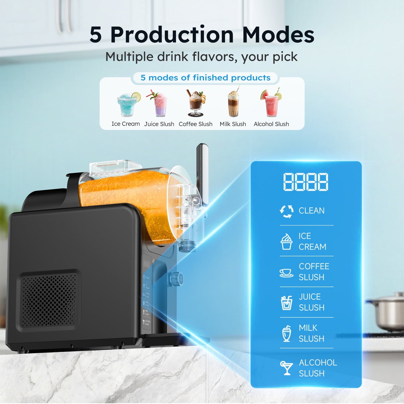 Friwest Slushie Machine, 81oz 5 Preset Modes Slushy Maker,12Hour KeepChill & One Touch Self Clean for Ice Cream Juice Alcoholic Margarita Slush