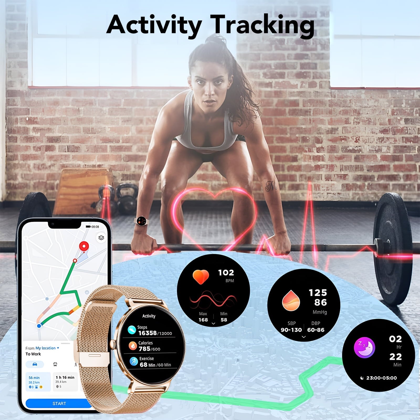 Smart Watch for Women, 1.27" Thin Face Fitness Tracker with Bluetooth Calls(Answer&Make), Smart Watch Fits for Android and iPhone, IP68 Waterproof, 110+ Sport Modes Smartwatch (2 Strap), Pink
